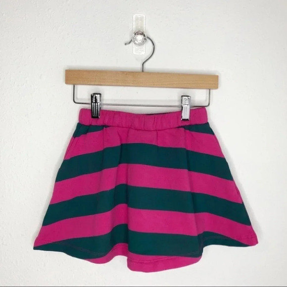 Mini Boden skirt magenta pink & gray stripe sweatshirt material size 4-5 years - Picture 2 of 10